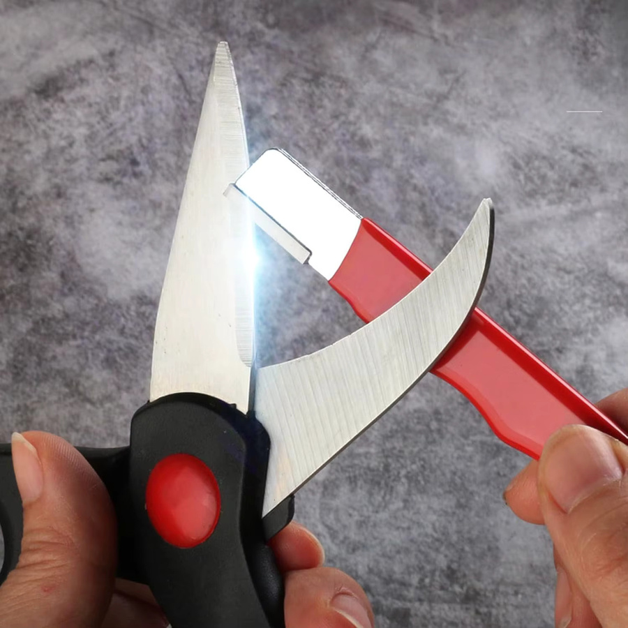 Tragbarer Mini Messer Schleifstein mit Deckel in Rot für Messer und Gartenscheren - Bild 1