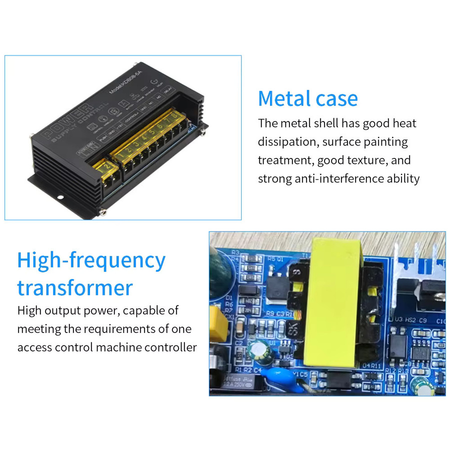 Asia-Teco 12V Relaisschalter-Netzteil für elektronische Zugangskontrollsysteme, PUSH COM GND 5A, Spannungswandler Regler, Schwarz - Bild 2