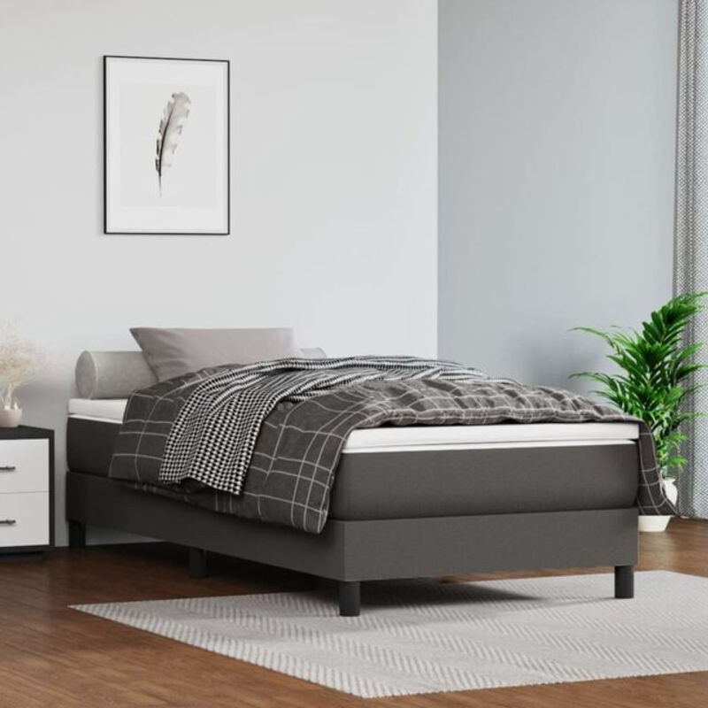 vidaxl Boxspringbett mit Matratze in Grau aus Kunstleder B/T/H: 90 x 190 x 25 cm - Bild 1