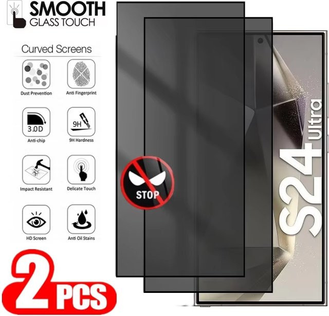 Privatsphäre Schutzglas für Samsung Galaxy S25 Ultra und S24 Plus mit Anti-Spy-Funktion, transparent - Bild 1