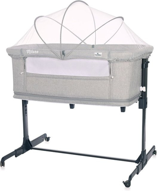 Lorelli Beistellbett Milano 2in1 höhenverstellbar mit Matratze und Moskitonetz grau - Bild 1