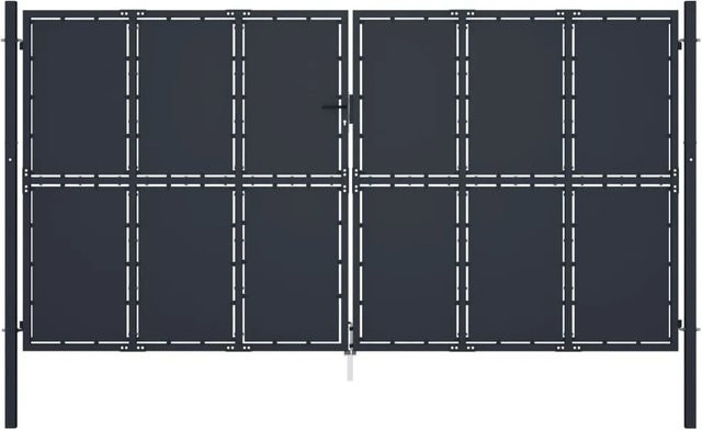 vidaXL Gartentor aus Stahl in Anthrazit, Doppelstor, Breite: 400 cm, Höhe: 200 cm - Bild 1