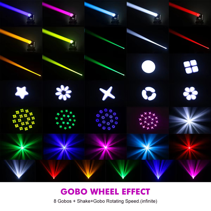 HYULIGHTS Mini LED Moving Head Licht mit 150 W, RGB Strahl und Punkt sowie 18 rotierenden Prismen in Schwarz - Bild 4