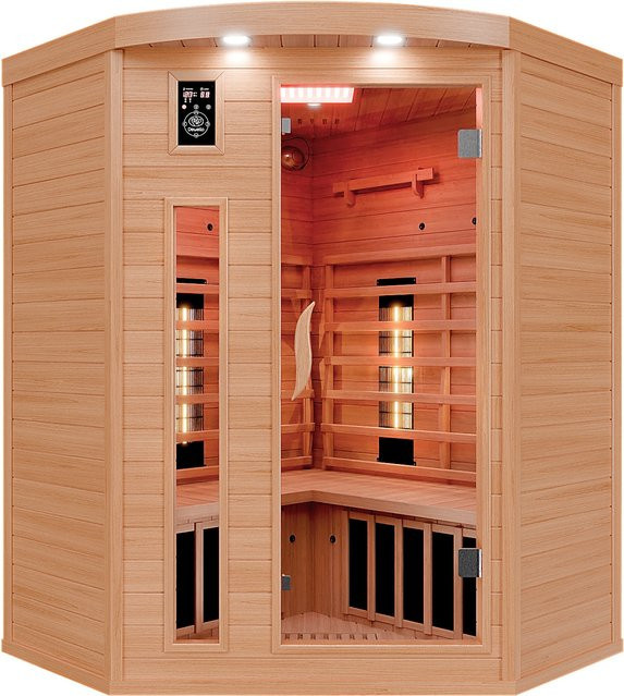Dewello Infrarotkabine Lakefield Infrarotsauna aus Hemlock Tannenholz für 3 Personen, Farbe Braun, B/T/H: 140 x 140 x 190 cm - Bild 1