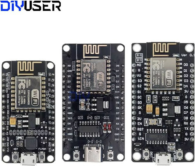DIYUSER NodeMCU V3 ESP8266 ESP-12E WiFi Entwicklungsboard mit CH340/CP2102/CH9102X Modul in Schwarz - Bild 1