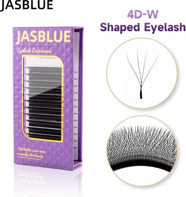JASBLUE Wimpernverlängerung, 4D W-förmige Fächer, CD-Curl, Black, Natürlich - Bild 1