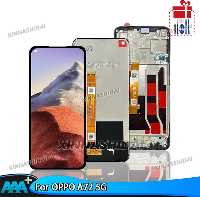 Oppo A72 5G Display-Baugruppe mit Rahmen und Touchscreen in Schwarz (Modell PDYM20 CPH2067) - Bild 1