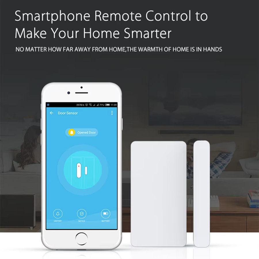 Elivco Tuya Smart WiFi Türsensor in Weiß zur Offen/Geschlossen Erkennung von Türen und Fenstern mit App-Benachrichtigung und Alarm, kompatibel mit Alexa und Google Home - Bild 5