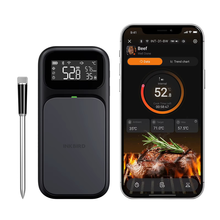 Inkbird INT-31-BW Smart Wireless Fleischthermometer mit 5 Sensoren, WiFi und Bluetooth Dual-Modus, App-Steuerung, NIST-zertifiziert, IP67, Schwarz - Bild 5