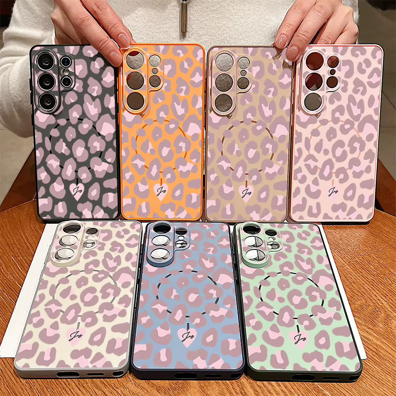 Magnetische Handyhülle mit Leopardenmuster in Rosa für Samsung Galaxy S25 S26 Ultra S24 S23 FE A17 A56 A37 A16 A55 A15 A36 A55 5G Cover - Bild 5