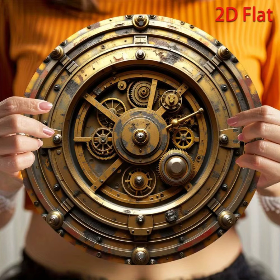 HELLOYOUNG Wanddekoration im industriellen Retro-Steampunk-Design aus Metall, Gold, rund, B/H: 20 x 20 cm - Bild 2
