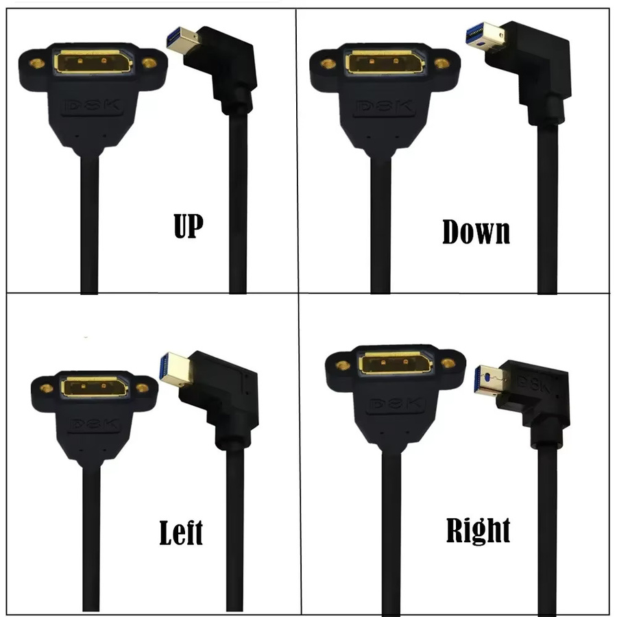 BSN Mini-Displayport auf DisplayPort Verlängerungskabel in Schwarz, 8K @ 60Hz, rechtwinkliger Mini-DP-Stecker mit Schraubbefestigung, Länge: 0,3 m - Bild 2