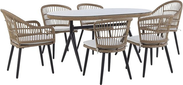 Beliani Gartentisch Set ALIANO II in Beige und Schwarz, B/T/H: 159 x 94 x 85 cm - Bild 1