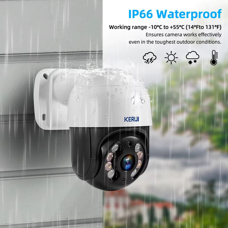 Kerui Outdoor Wireless PTZ IP-Kamera mit PoE und menschlicher Erkennung, Weiß - Bild 5
