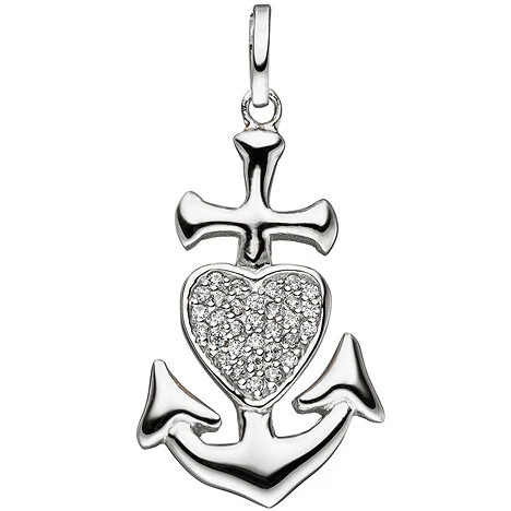 Colfem Anhänger Glaube Liebe Hoffnung, 925 Silber, Zirkonia, Unisex - Bild 1
