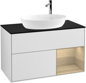 V&B Waschtischunterschrank Finion 100 in Weiß lackiert mit offenem Regal, Breite: 100 cm, Tiefe: 50,1 cm, Höhe: 50,1 cm - Bild 1