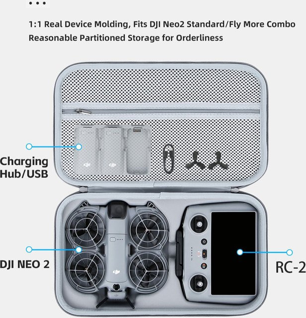 DJI NEO 2 Tragbare Wasserdichte Schultertasche und Handtasche aus PU für RC-N3 und RC 2 Fernsteuerung in Grau - Bild 1