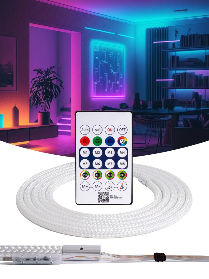 SerRickDon RGBIC Neon-LED-Lichtstreifen als runder Ring, Multicolour, Bluetooth-Steuerung, USB 5V, 360-Grad-Beleuchtung für deine Smart Home Raumdekoration - Bild 6