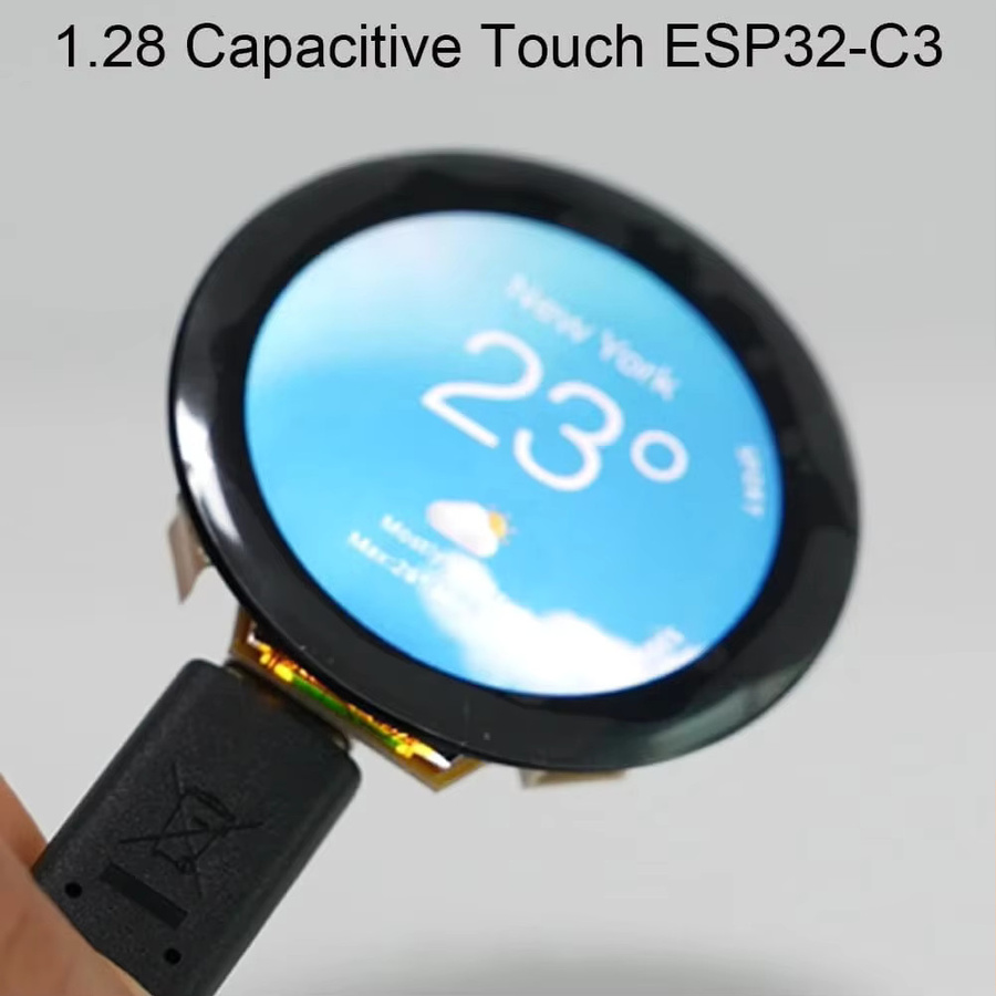 Wishiot ESP32-C3 Rundes IPS Display mit Kapazitivem Touchscreen 1,28 Zoll, 240x240 TFT LCD Modul GC9A01, USB-C, Schwarz - Bild 6