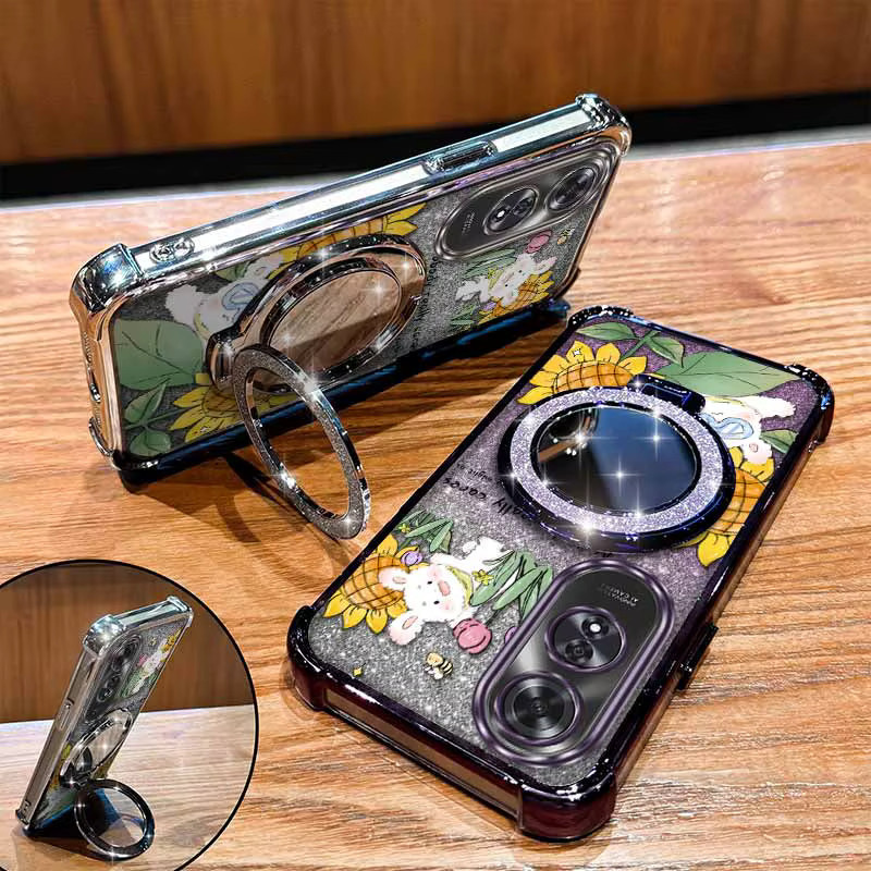 Handyhülle mit Glücklich Kaninchen Motiv und Lanyard für OPPO A57S A58 A54 A77S A78 A77 A38 A18 A16 A16S Find X8 Ultra in Schwarz und Multicolour - Bild 2