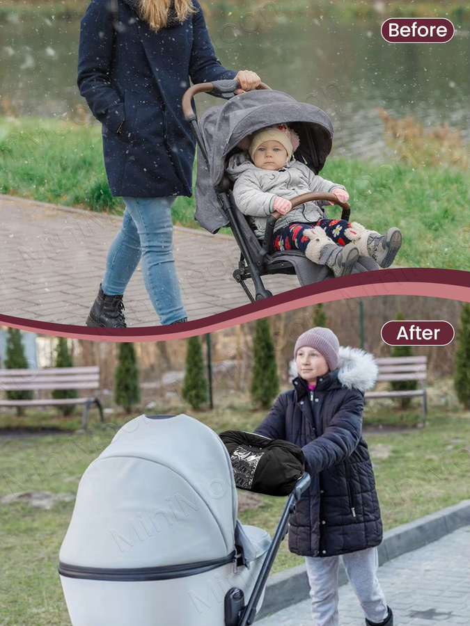 Kisslanding Kinderwagenmuffen Wetterfeste Winterhandschuhe für den Kinderwagen in 2 Varianten mit oder ohne Handytasche - Bild 5