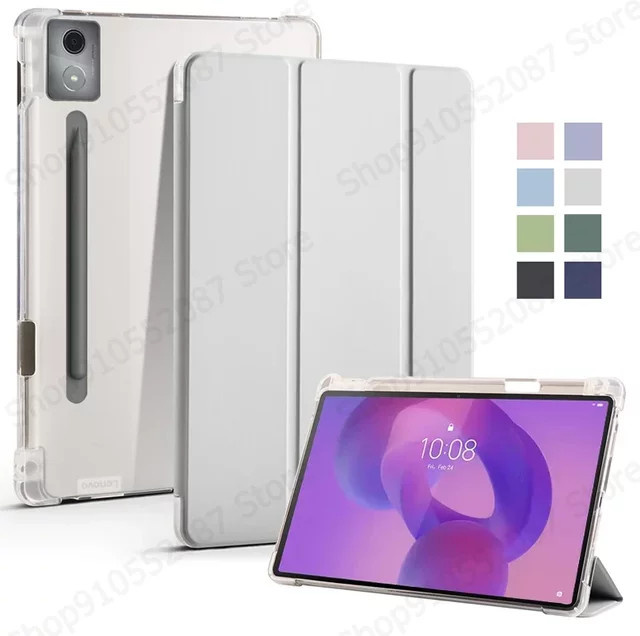 Lenovo Idea Tab Pro 12.7 Hülle TB373FU mit Stifthalter und dreifach faltbarem Rückenständer in Blau und Transparent - Bild 1