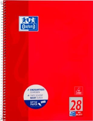 Oxford Collegeblock A4+, 80 Blatt, 90g/m², kariert, Rot, 10 Stück - Bild 1
