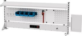 Stier Multiwandaufbau Weiß B: 150 cm, H: 65 cm mit 1 Lochwand, 1 Fachboden und 1 Energieleiste - Bild 1