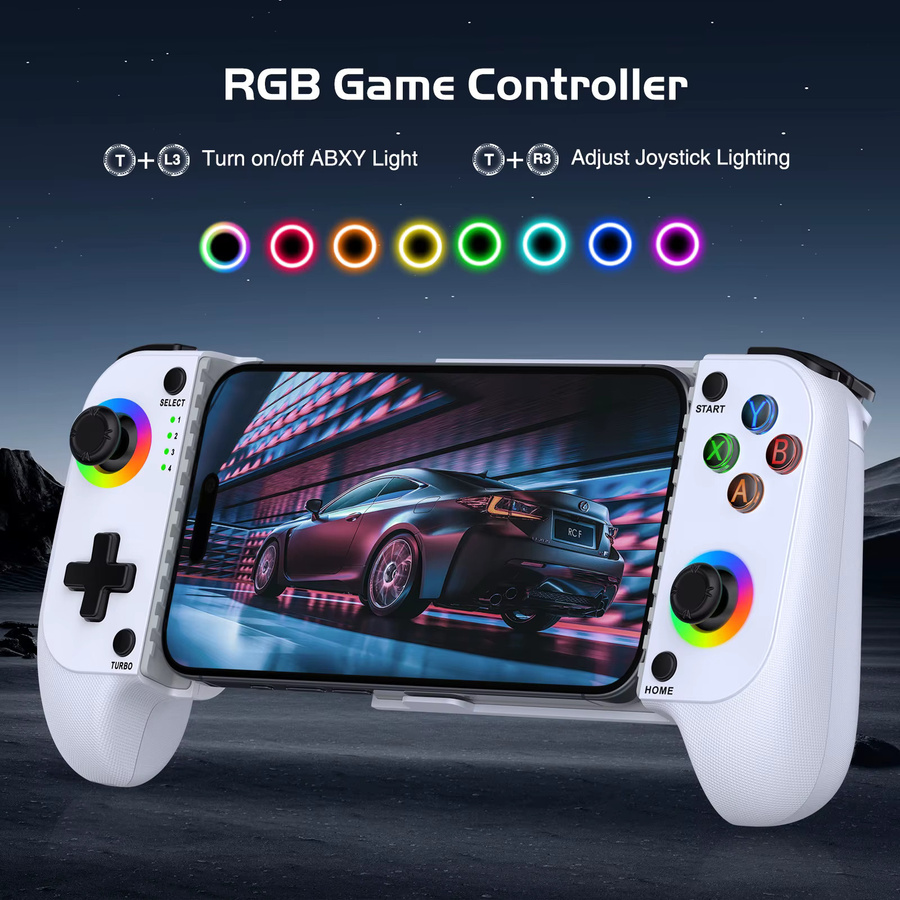 DinoFire MC101 Dual Hall Rocker Wireless Controller in Weiß für Mobile Games mit Sechs-Achsen-Somatosensory-Technologie und versenkbaren Joysticks - Bild 2