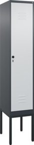 C+P Spind Classic PLUS Garderobenschrank aus Stahl mit 1 Abteil, H x B x T: 212 cm x 40 cm x 50 cm, in Anthrazitgrau, Lichtgrau und Schwarzgrau - Bild 1