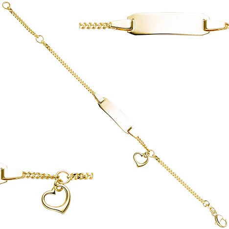 Colfem Armband Schildband mit Herz, 333 Gelbgold, Gravur, Unisex - Bild 1