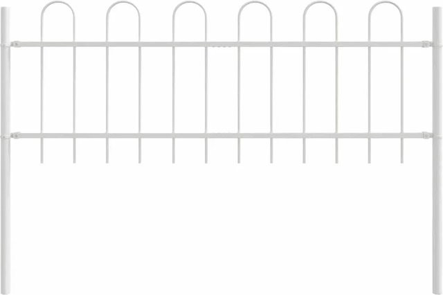 vidaXL Gartenzaun aus pulverbeschichtetem Stahl in Weiß, B: 340 cm, H: 60 cm - Bild 1