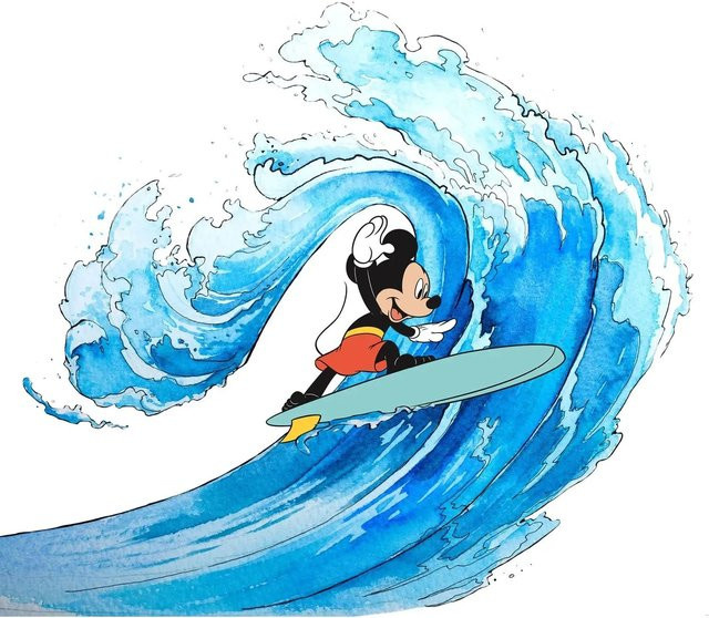 Disney Fototapete Mickey Mouse Vliestapete für das Kinderzimmer in Blau, Rot und Weiß B: 300 cm, H: 280 cm - Bild 1