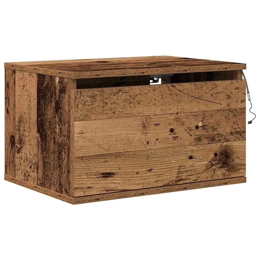 vidaXL Wandmontierter Nachtschrank aus Altholz in Braun mit integrierter Beleuchtung, B/T/H: 50 x 36 x 30 cm - Bild 2