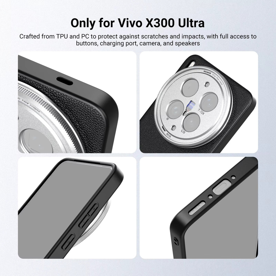 NEEWER Schutzhülle für VIVO X300 ULTRA und VIVO X300 PRO, TPU und PC Lederhülle mit 17mm Objektivhalterung und 67mm Filteradapter, Schwarz - Bild 2