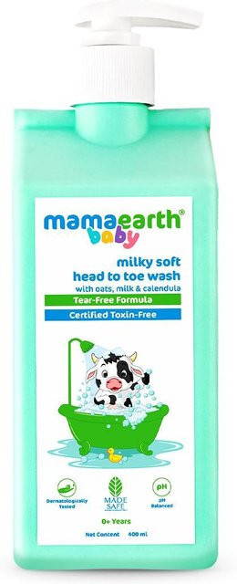 Mamaearth Milky Soft Baby Waschgel & Shampoo, 400 ml, Hafermilch, Calendula - Bild 1