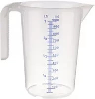 APS Messbecher STACKABLE aus Kunststoff, transparent/blau, 1000 ml, mit aufgedruckter Skala und stapelbarem Design - Bild 1