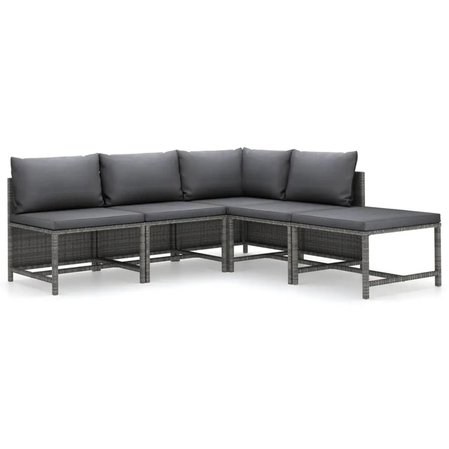 vidaXL 5-tlg Garten-Lounge-Set Modell 5 aus Poly Rattan mit Kissen in Grau und Anthrazit - Bild 2