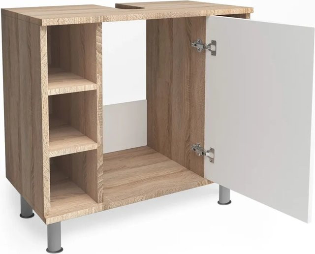 Vicco Waschbeckenunterschrank Fynn Badmöbel Eiche Sonoma/Weiß B: 60 cm, T: 54 cm, H: 32 cm - Bild 2