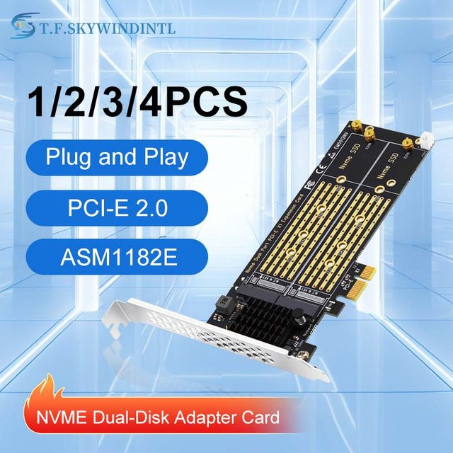 T.F.SKYWINDINTL PCIE X1 zu Dual M.2 NVME M-Key SSD Adapter Konverter in Schwarz für 2230/2242/2260/2280 SSD Riser Karten - Bild 1