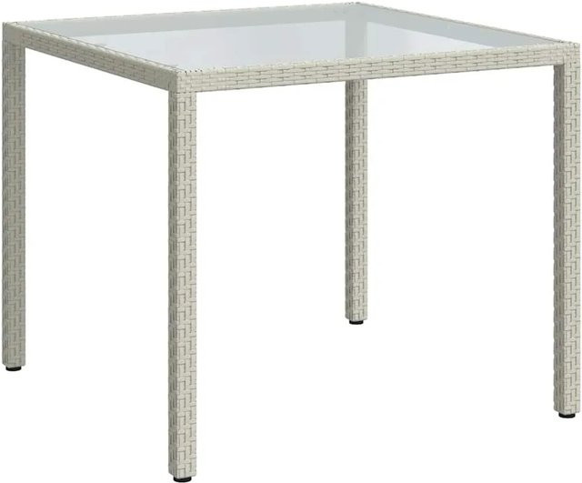Furnicato Gartentisch aus Poly Rattan und gehärtetem Glas in Weiß, B/T/H: 90 x 90 x 75 cm - Bild 1