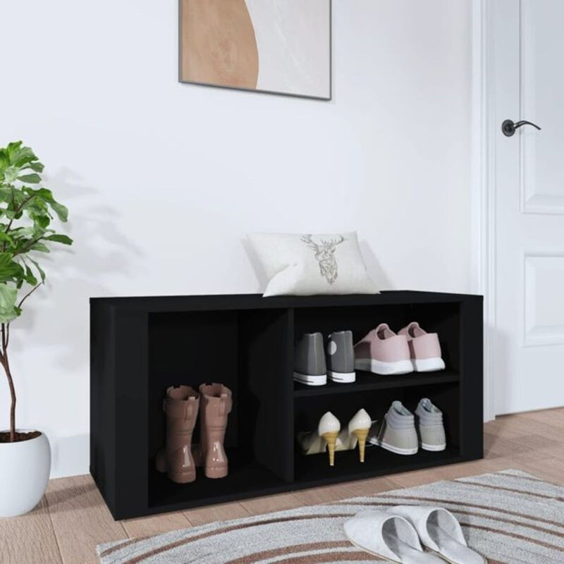 Schuhregal Vidaxl in Schwarz aus Holzwerkstoff, minimalistisches Design, B/T/H: 100 x 35 x 45 cm - Bild 1