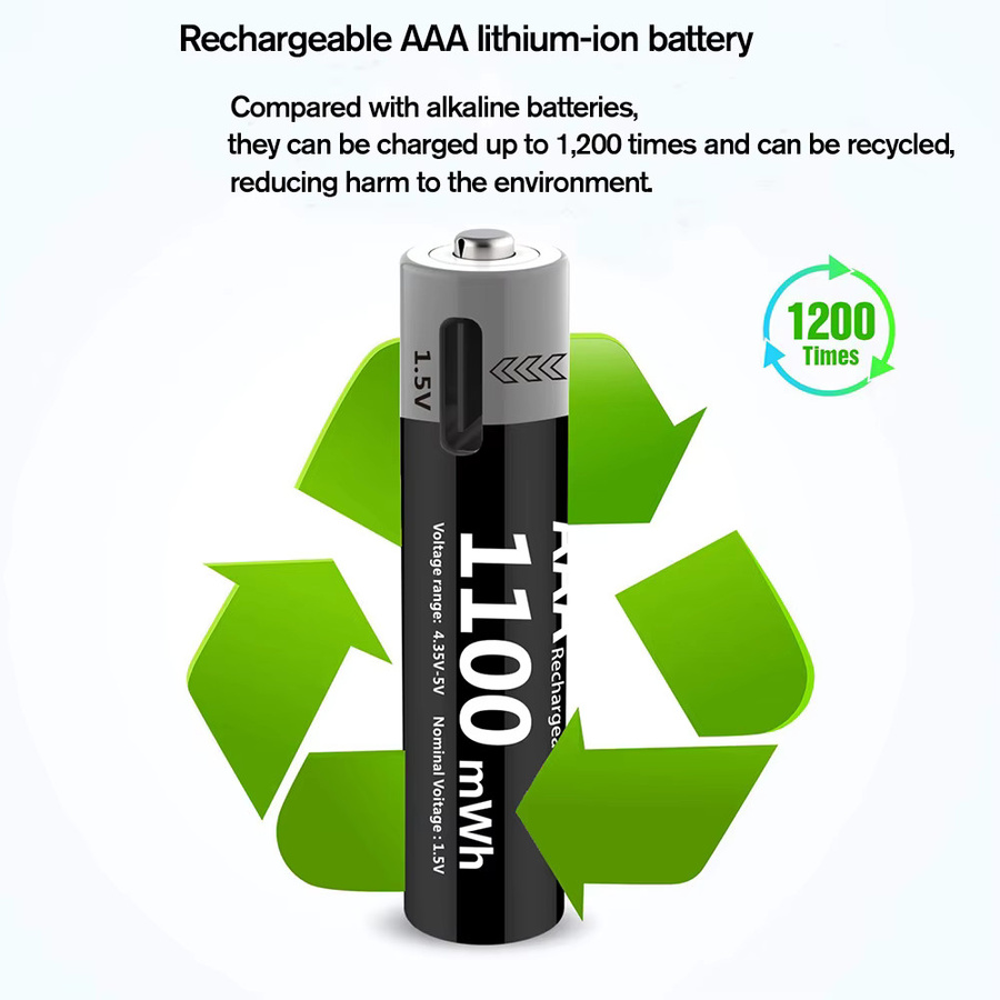 Kuugro AA und AAA Akkus Set mit USB-C Schnellladefunktion, AA 3400 mWh und AAA 1100 mWh - Bild 4