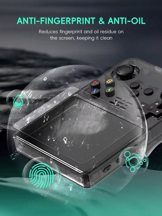 Data Frog Displayschutzfolie aus gehärtetem Glas für R36S R35S RGB20S Handkonsole, transparent - Bild 4