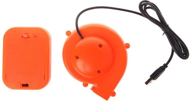 Elektrischer Mini-Ventilator von Pilgrims als batteriebetriebenes Luftgebläse für aufblasbares Spielzeug und Kostüme in Rot - Bild 1