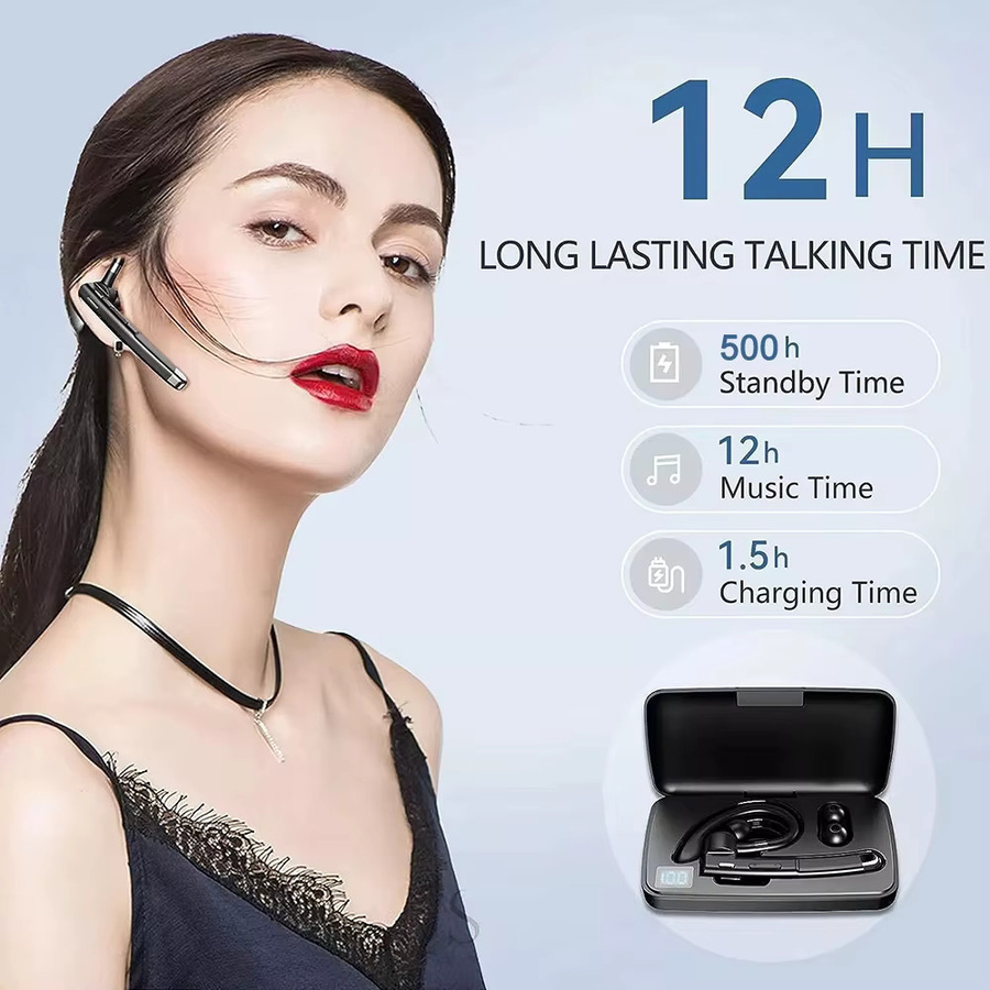 occkic Bluetooth 5.3 Headset mit Geräuschunterdrückung und Digitalanzeige in Schwarz für LKW-Fahrer und Business sowie Sport - Bild 5