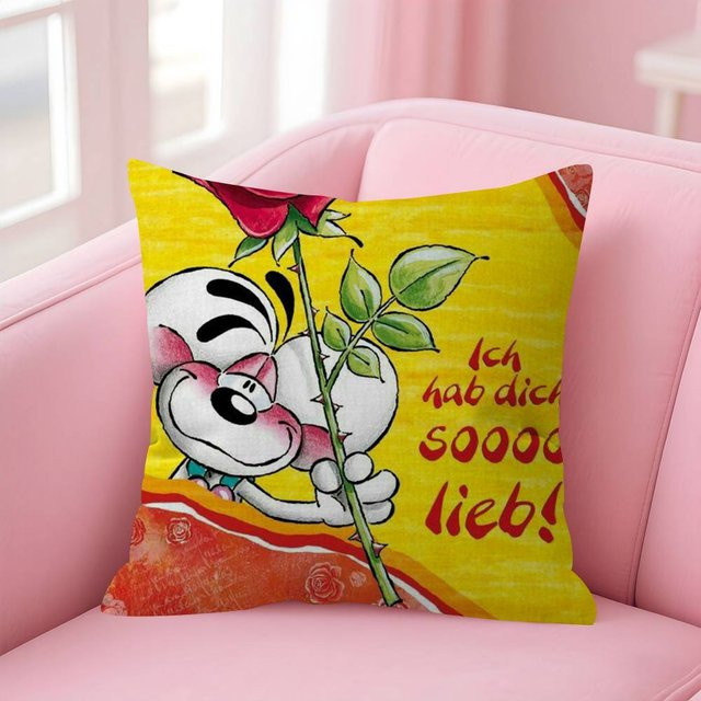 Delampa Diddl Kissenbezug Kawaii Anime Design Gelb B/H: 18 x 18 cm - Bild 1
