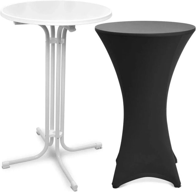 Beautissu Bellini Stehtisch Weiß mit Stella Stehtischhusse Schwarz, Durchmesser: 70 cm - Bild 1