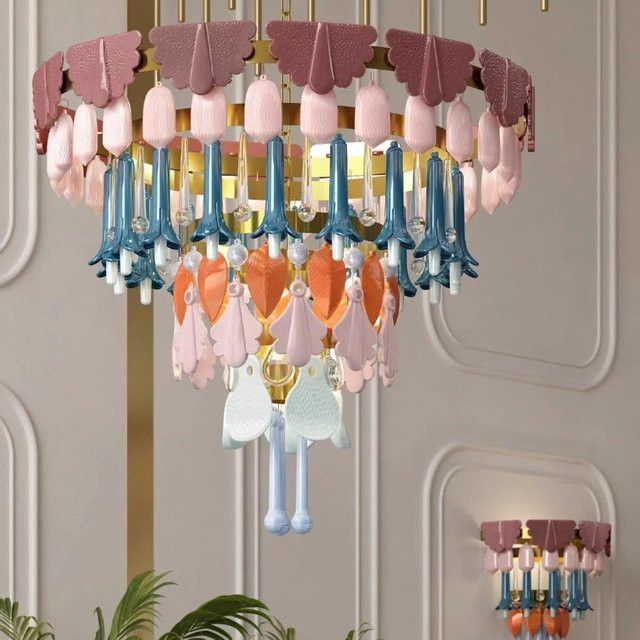 HomeLover LED Pendelleuchte aus Keramik und Kristall im Vintage-Design in Macaron-Farben für Wohnzimmer und Schlafzimmer - Bild 1
