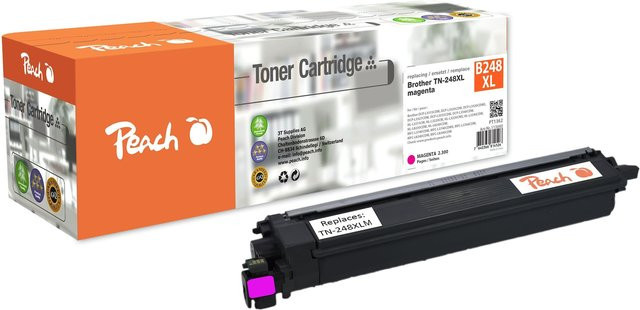Peach B248 XLM Toner XL Schwarz (wiederaufbereitet) ersetzt Brother TN-248XLM für Brother HLL 3215 CW, Brother DCPL 3560 CDW und Brother MFCL 3760 CDW - Bild 1